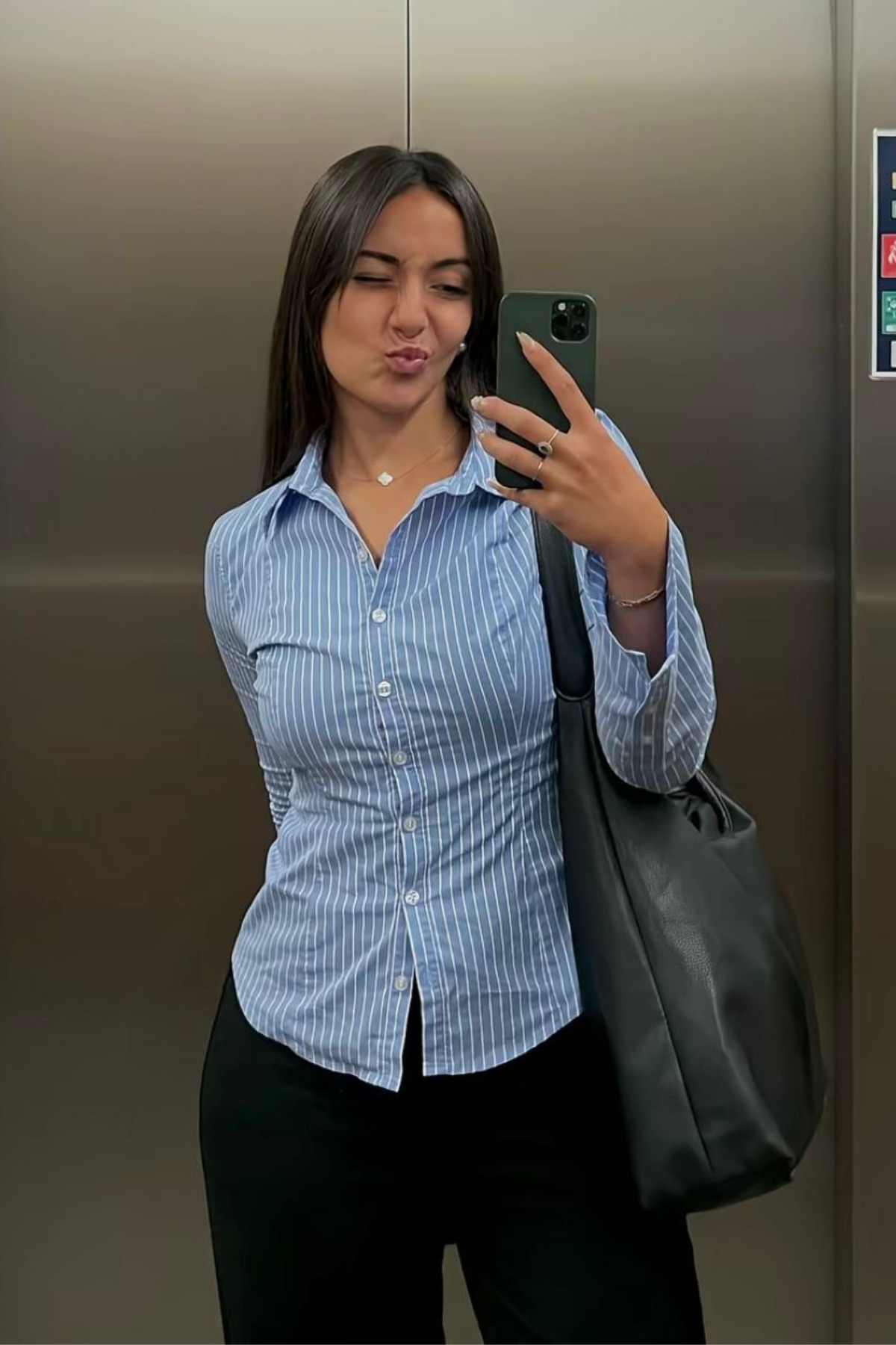Seeh  Mavi Uzun Kollu Vücuda Oturan Gömlek SH356 - Görsel 5