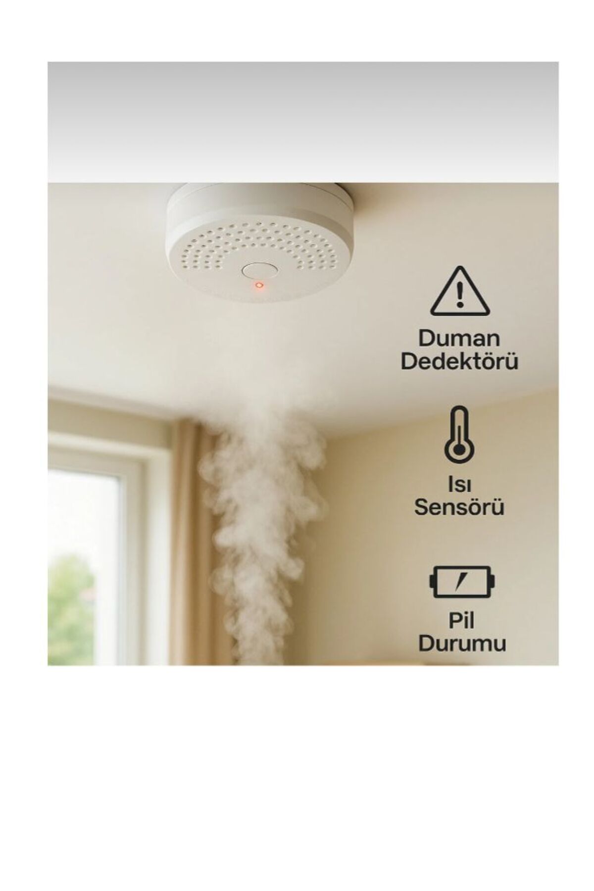 Cata CT-9451 Duman Dedektörü Pilli Kablosuz Yangın Alarm Sensörü (PİL DAHİL DEĞİLDİR) fotoğrafı 4 (önizleme)