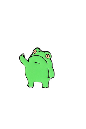 DREAMIOGIFTANDBOX Sevimli Kurbağa Figürlü Rozet – Yeşil Metal Pin