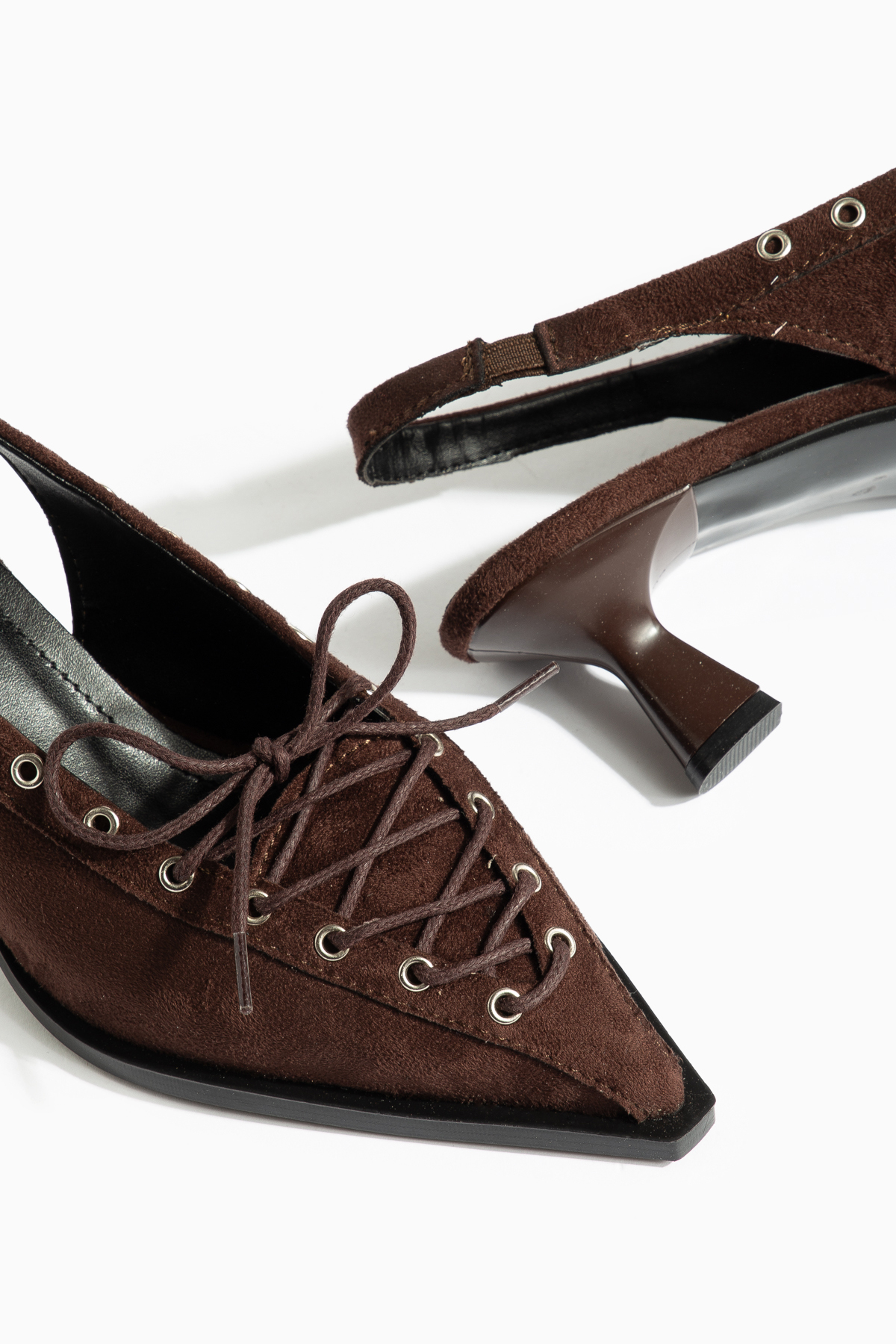 camaiore  Kadın Acı Kahve Süet Sivri Burun Klasik Topuklu Ayakkabı - Görsel 4