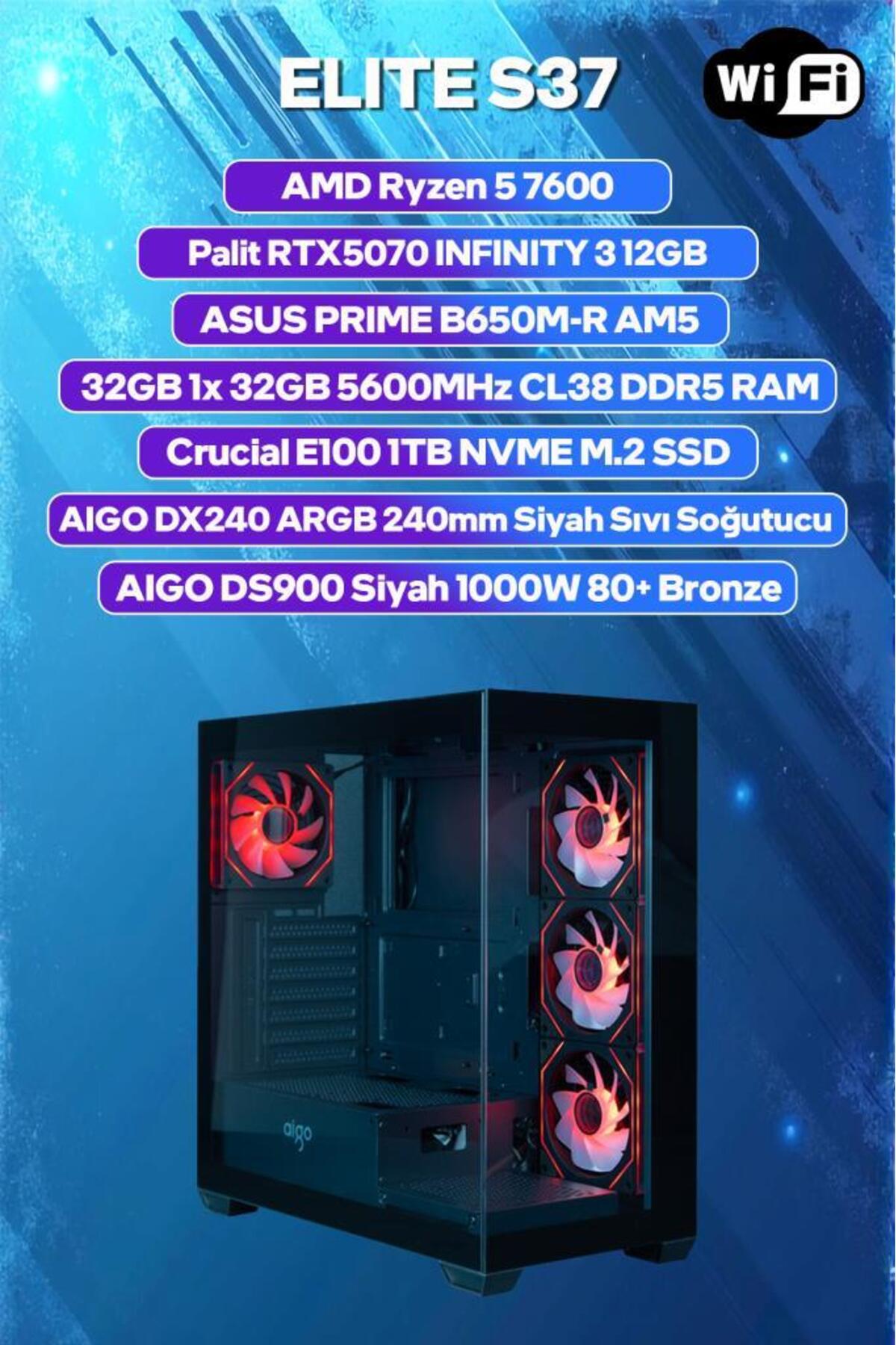 RTX 5070 - R5 7600 - 32 GB RAM - 240mm Soğutma Sistem - 70.699 TL