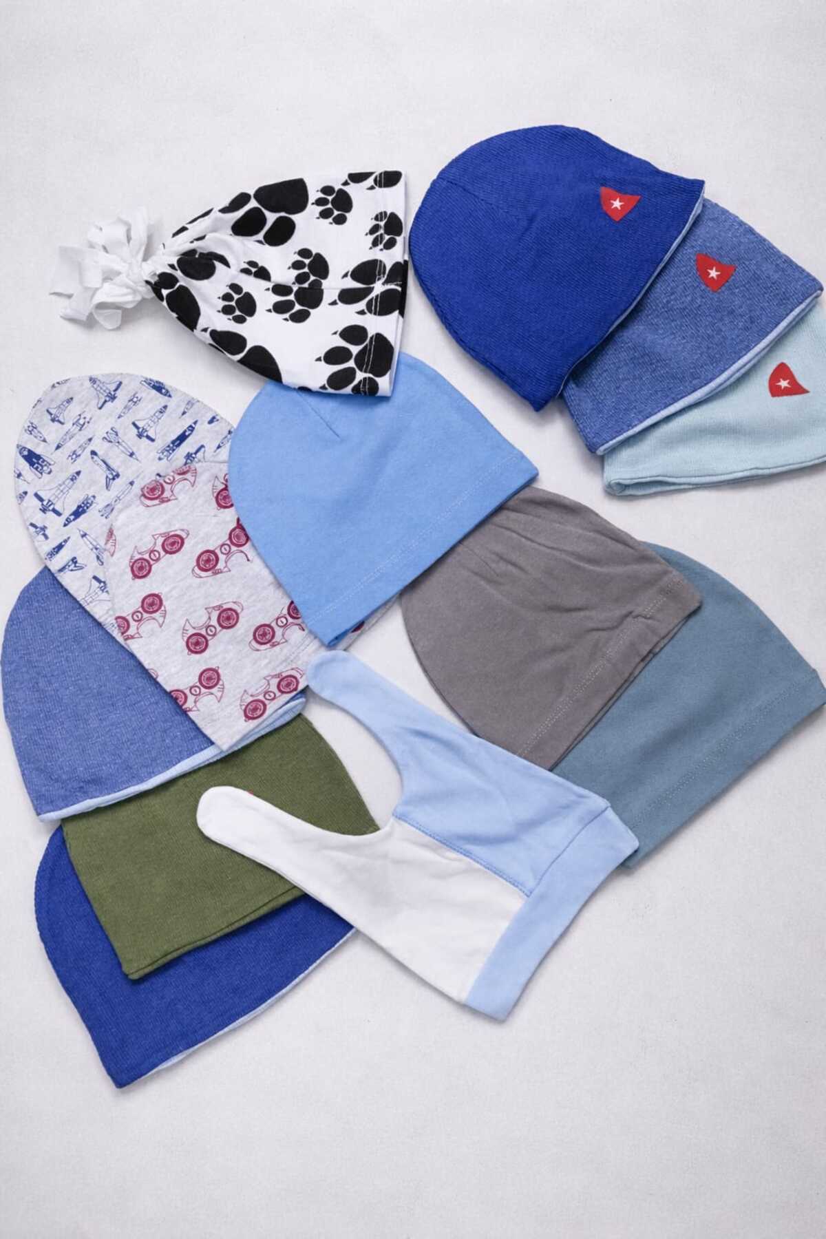 neocotton 5 Adet Süpriz Karma Bebek Çocuk Penye Bere (Paket içeriyi 0-12 ay arası karışık renk ve beden) fotoğrafı 2 (önizleme)