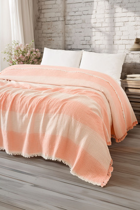 EVFENDİ LLC Loomline Mercan 4 Katlı Armürlü Çift Kişilik Müslin Pike Yatak Ör...