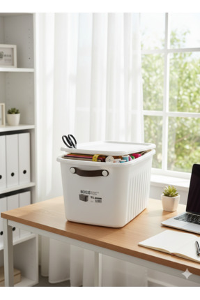 Boxsıs 15L Kapaklı Plastik Saklama Kutusu – Kulplu Çok Amaçlı Organizer Box