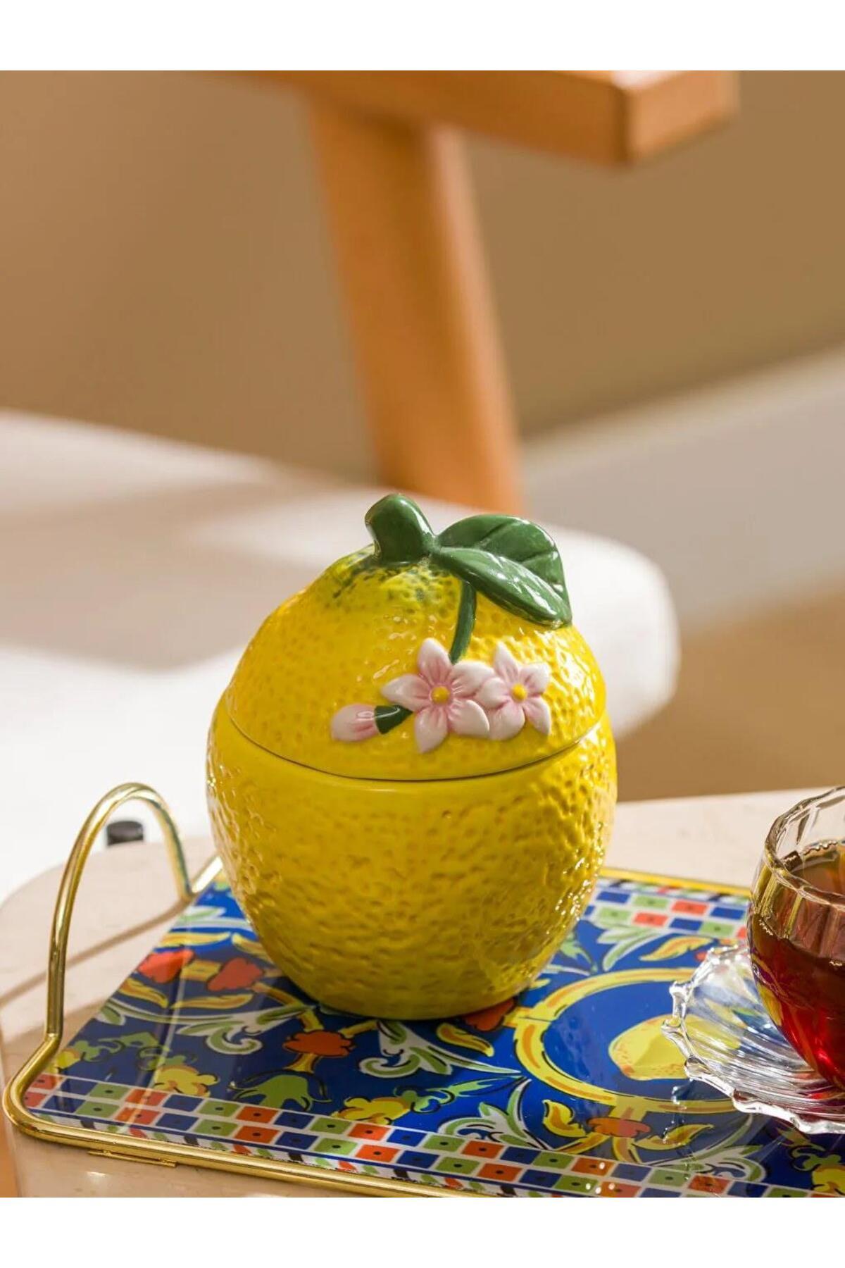 Ceramic Sugar Bowl with Lemon Figure (S6)
