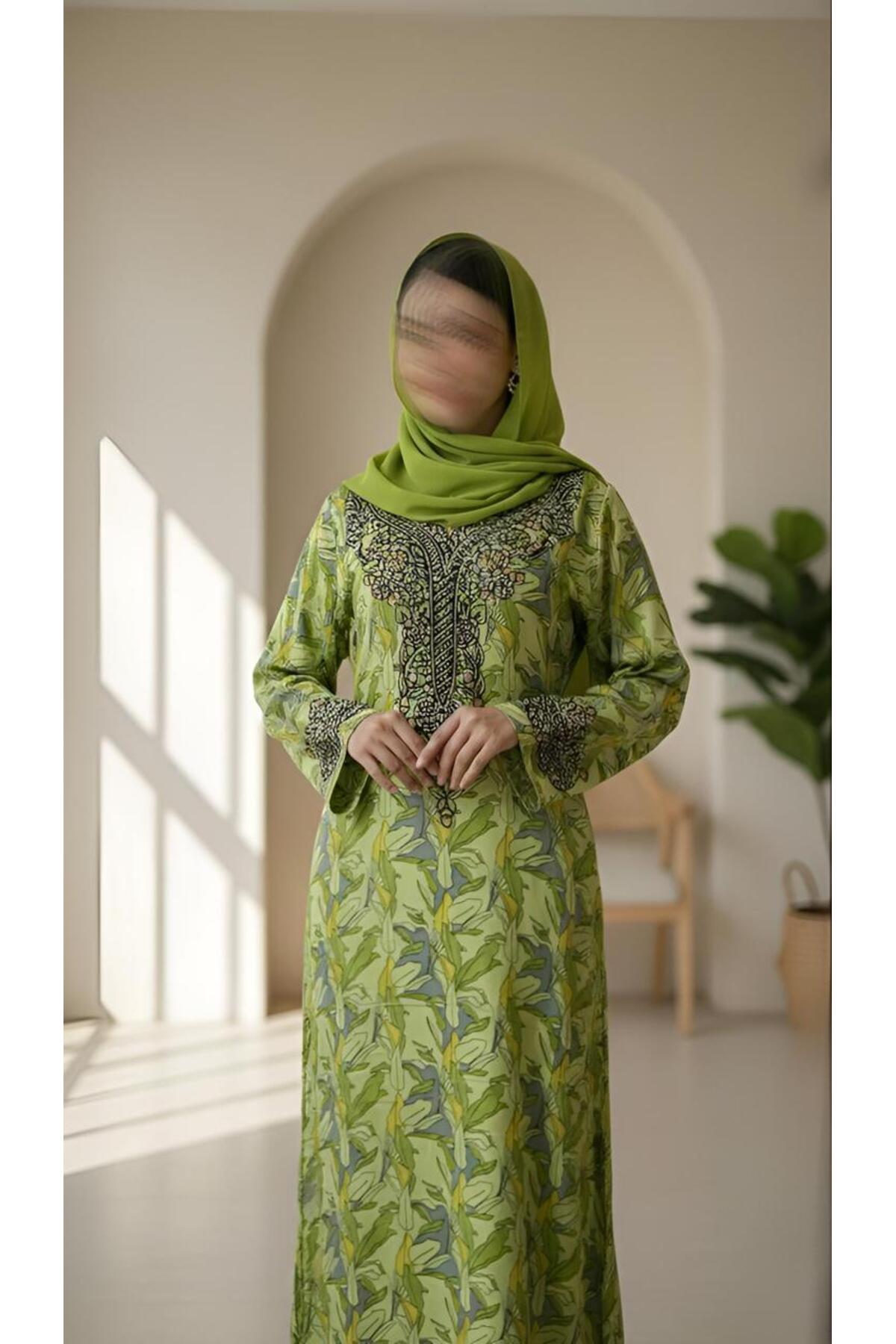 مخاوير / مخور بتطريز واكمام طويله مع طرحه مطرزه ان...