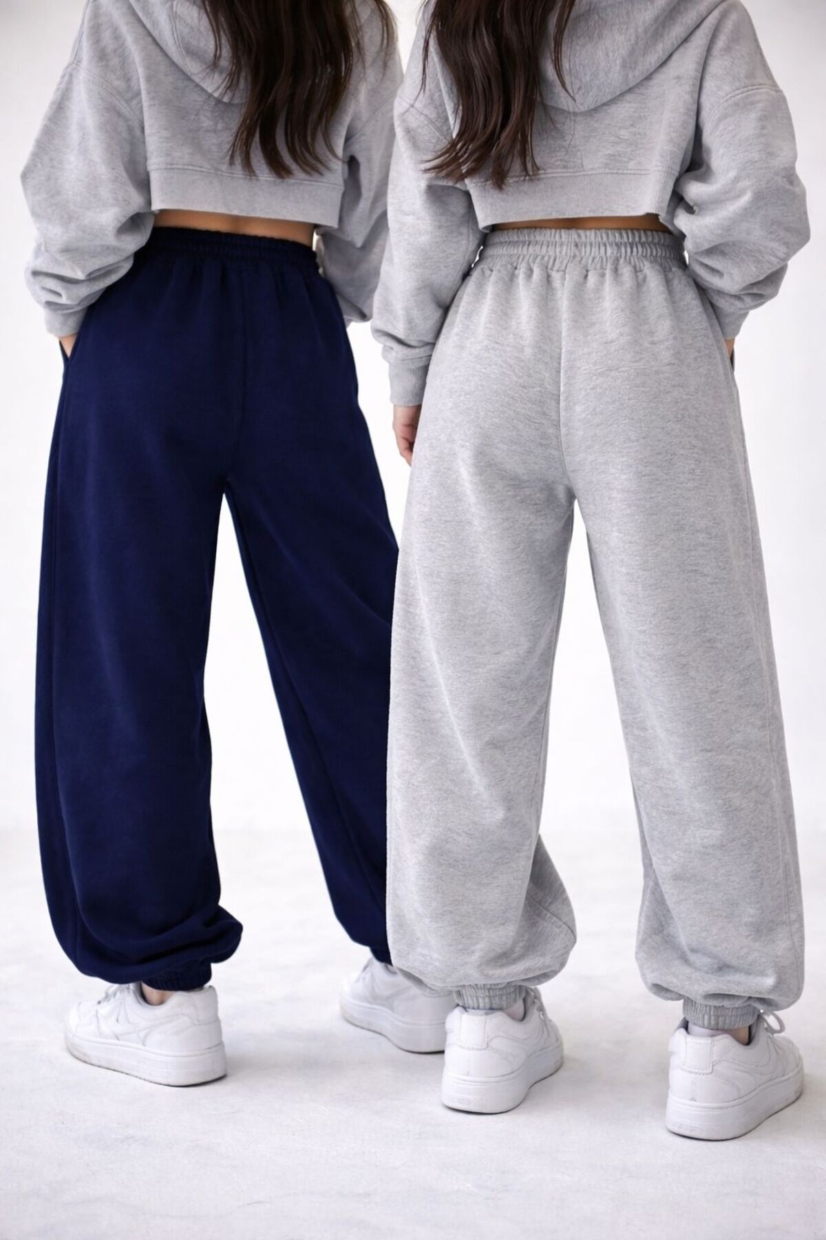 Le Vion  Kadın LACİVERT-GRİ Yüksek Bel Paçası Lastikli Basic Jogger Eşofman Altı - Görsel 2