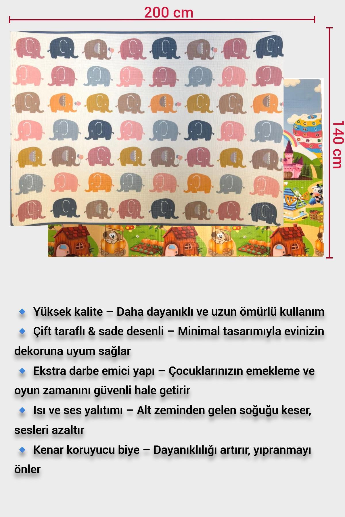 Wellgro Oyun Matı, 200x140x1 cm Çift Taraflı Rulo Oyun Halısı fotoğrafı 4 (önizleme)