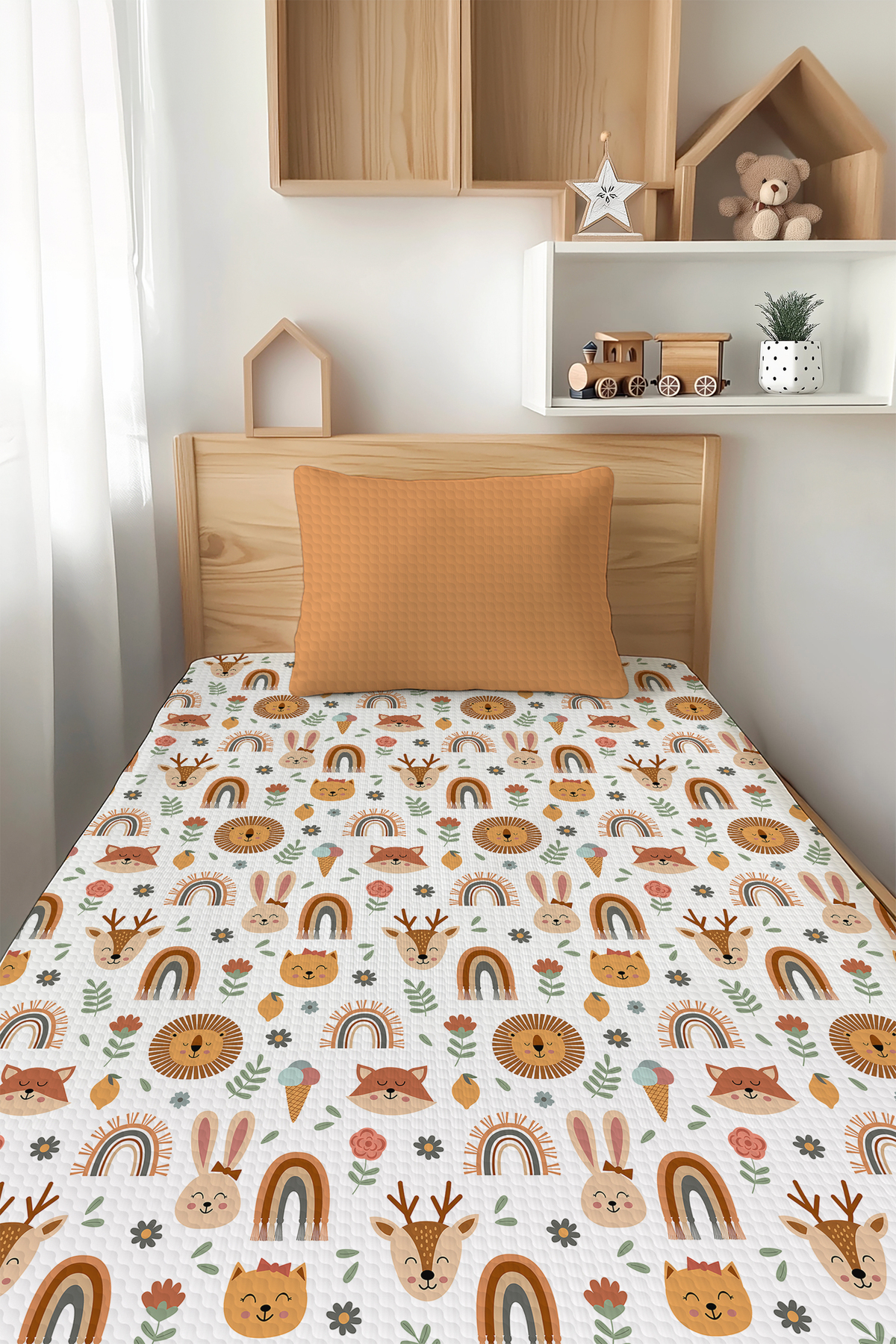 Children's Quilting Set with Rainbow and Animals Pattern TLAP-341