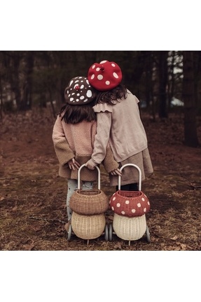 ETERNAL SUNSHINE Rattan & Bambu Kırmızı Mantar Figürlü Pazar Arabası & Çocuk ...