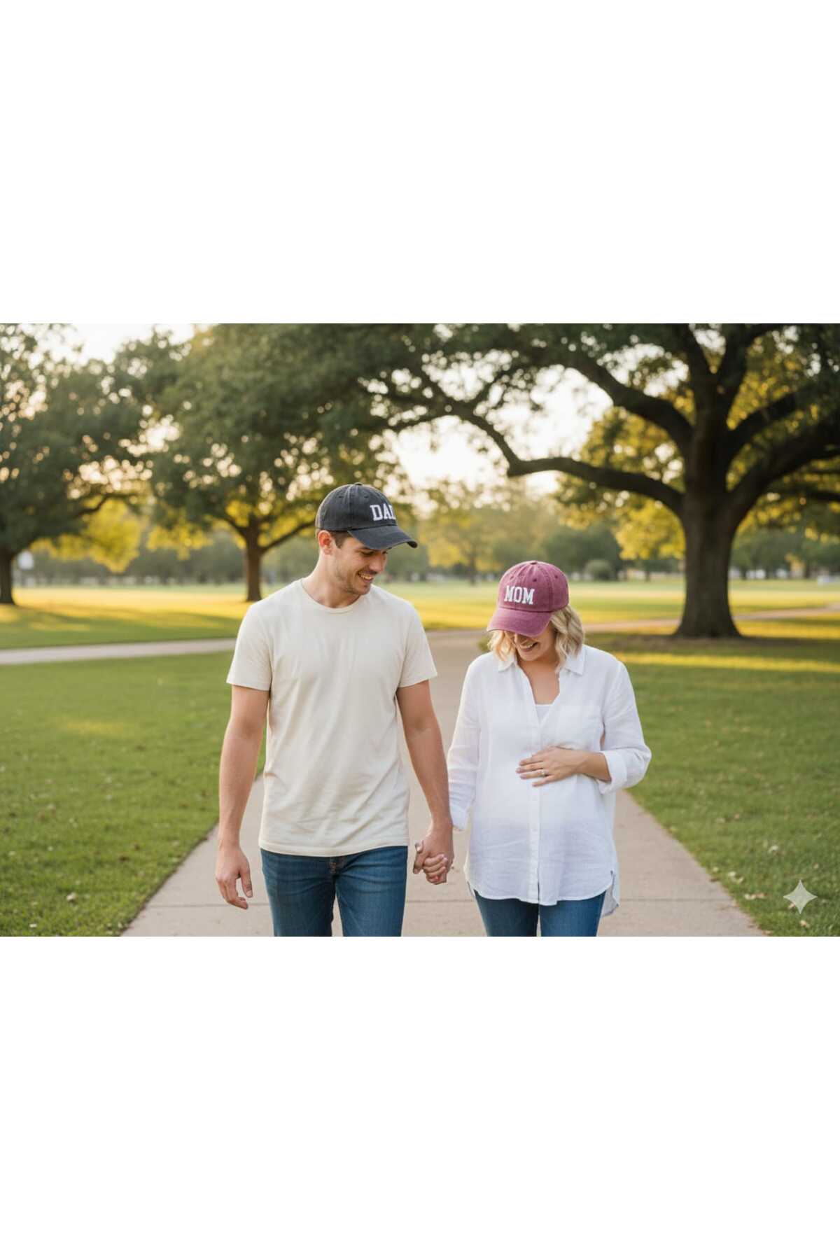 Betülce 2'Li Anne Baba Kombin Aile Şapkası-Vintage Eskitme Unisex DAD / MOM Yazılı Pamuk Şapka görsel 3