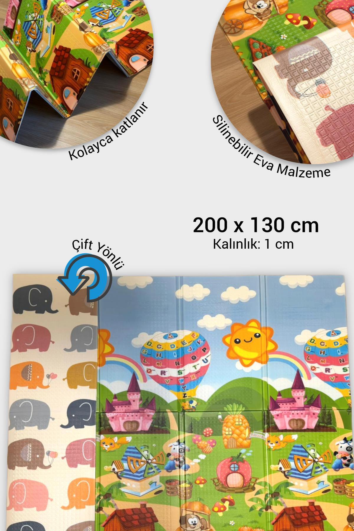 Wellgro Oyun Matı, 200x130x1 cm Çift Taraflı Katlanır Oyun Halısı fotoğrafı 2 (önizleme)