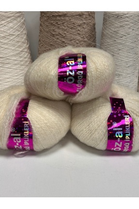 ÖZ-AL İPLİK El Örgü İpi Tiftik Firuze Ekru 300 gr