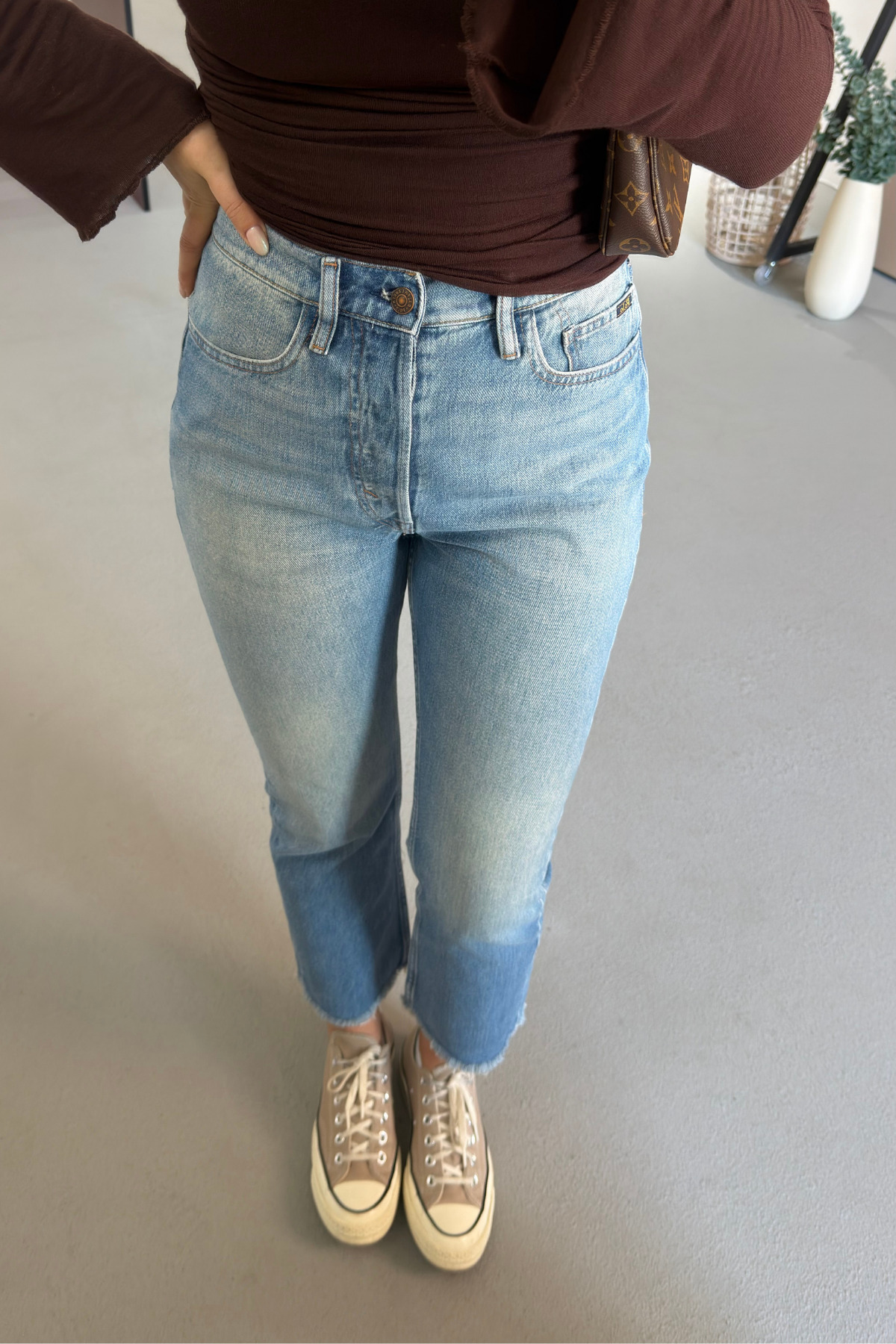 Sezgi Tekin  Premium Seri Yıkamalı Kesik Paça Mavi Jean - Görsel 2