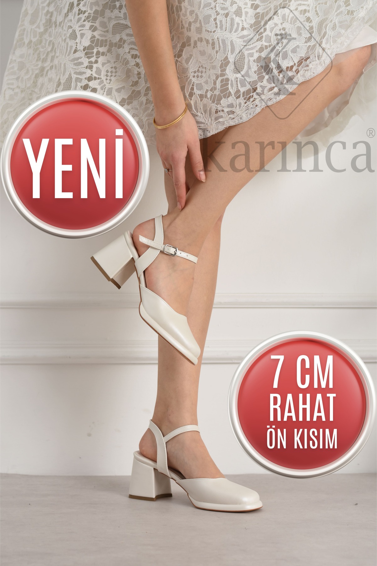 Kısa Kalın Önü Kapalı Topuklu Gelin Ayakkabısı
