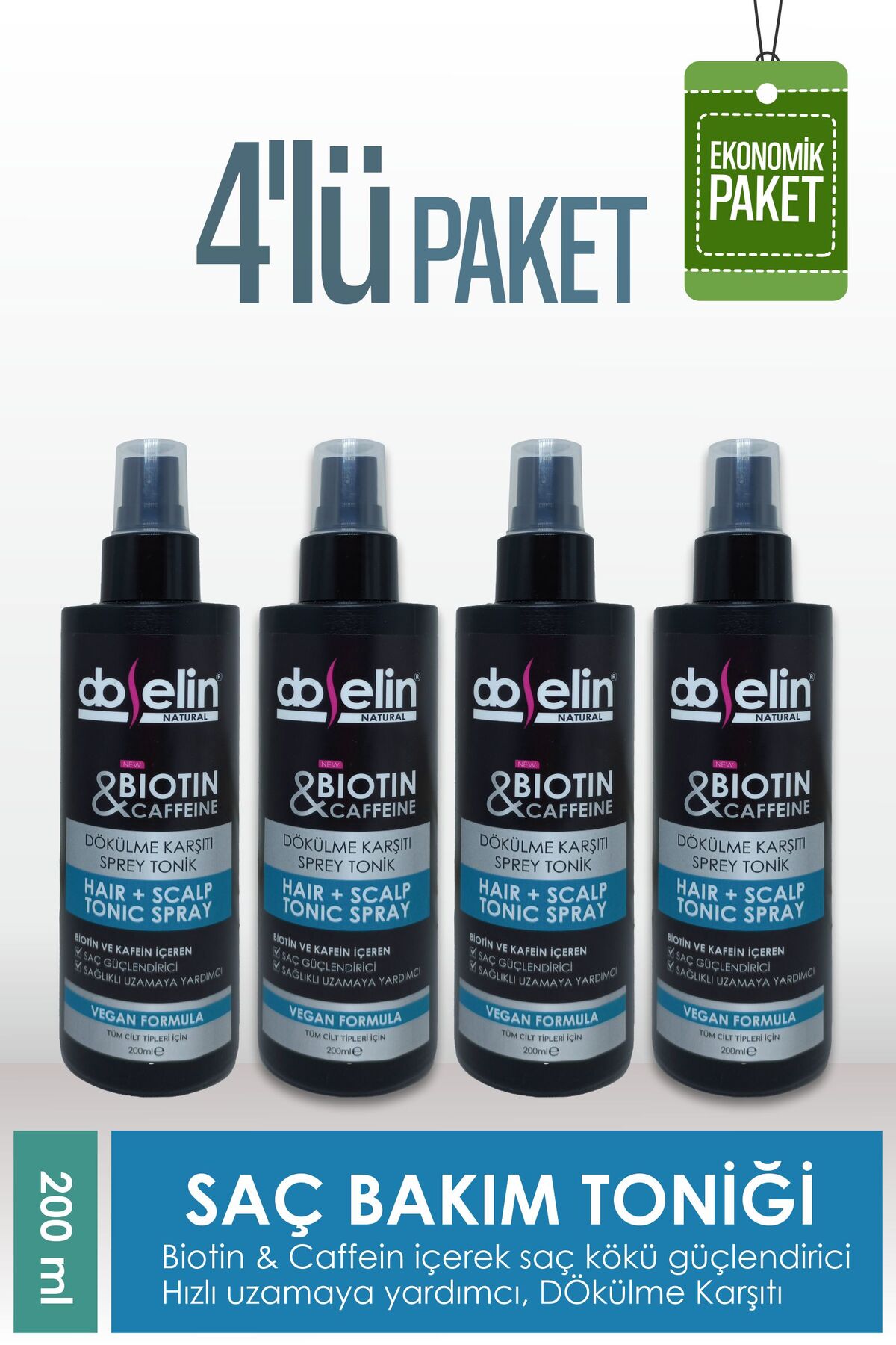 Doselin 4'li Biotin&Caffeine Saç Toniği 200ml — DSLNSC-4