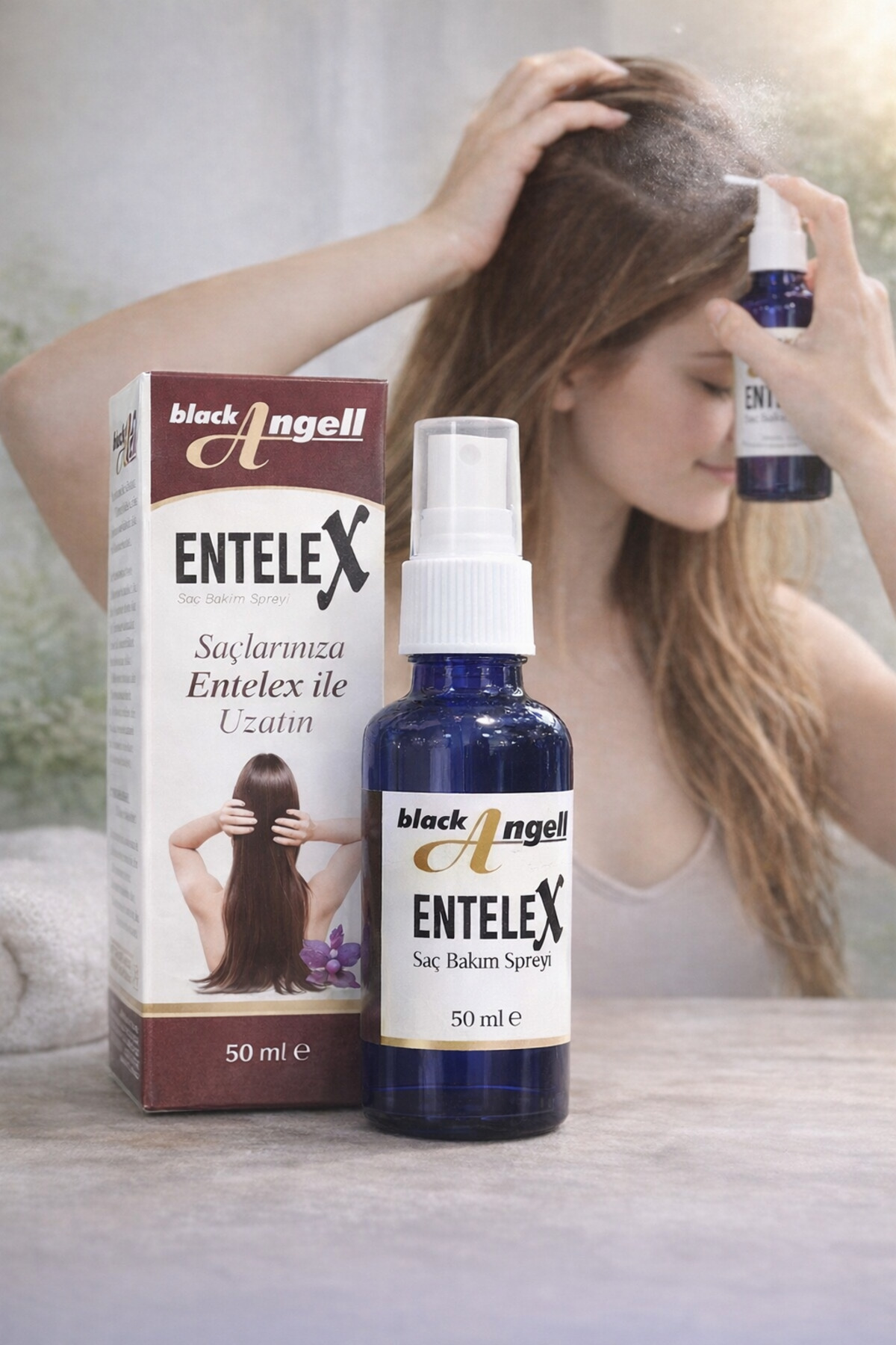 aleyna baharat لوسیون مراقبت از مو بلک آنجل انتلک حاوی ویتامین E، 50 میلی لیتر — entele