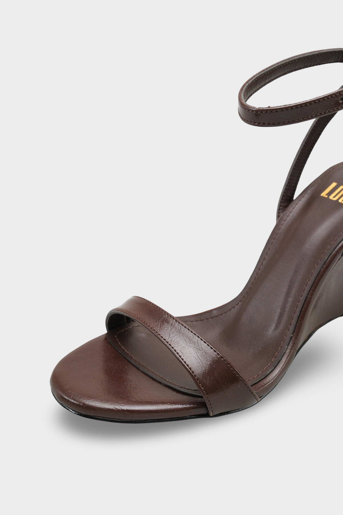 LOJO Kadın Oval Burun Bilekten Bağlamalı Dolgu Topuklu Günlük Sandalet Amalfi Kahve görsel 4