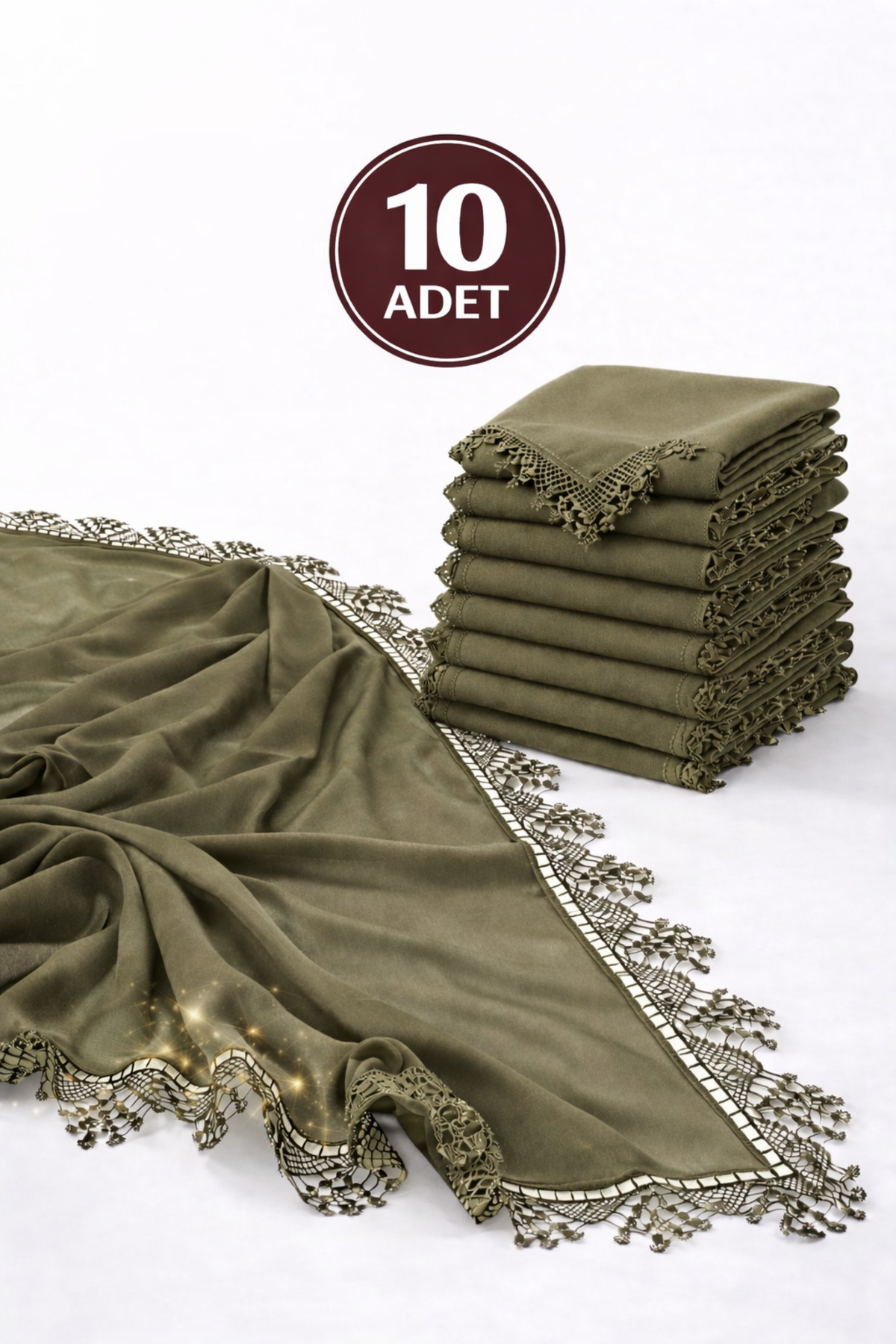 Women's Chiffon Lace Needle Lace Cover 70x150 Mevlüt Gift Headscarf Evening Dress Shawl Set of 10