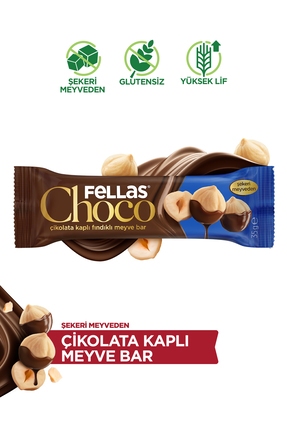 Fellas Choco - Çikolata Kaplı Fındıklı Meyve Bar (35 g) x 12 Adet