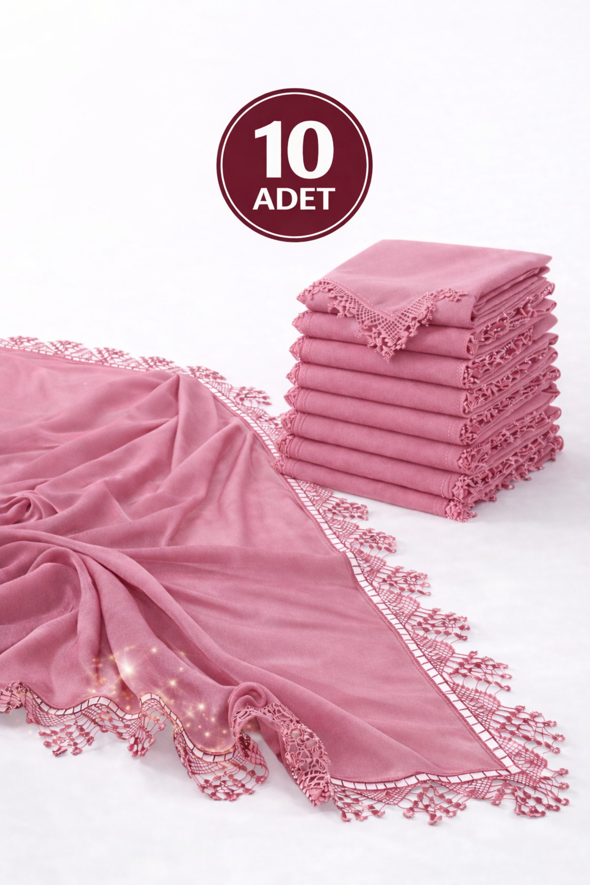 Women's Chiffon Lace Needle Lace Cover 70x150 Mevlüt Gift Headscarf Evening Dress Shawl Set of 10