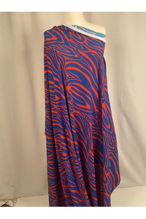 Tasarım ve Marka Kumaşlar Kırmızı Zemin Mavi Dijital Baskılı Metrelik Mayo Ku...