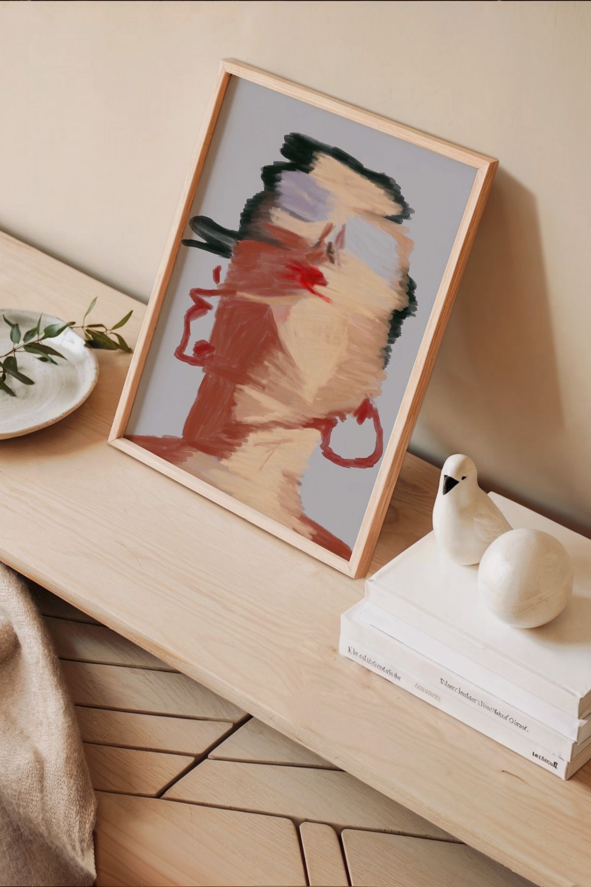 Soyut Kadın Portre Tablo Poster Modern Salon Duvar Dekoru Çerçevesiz