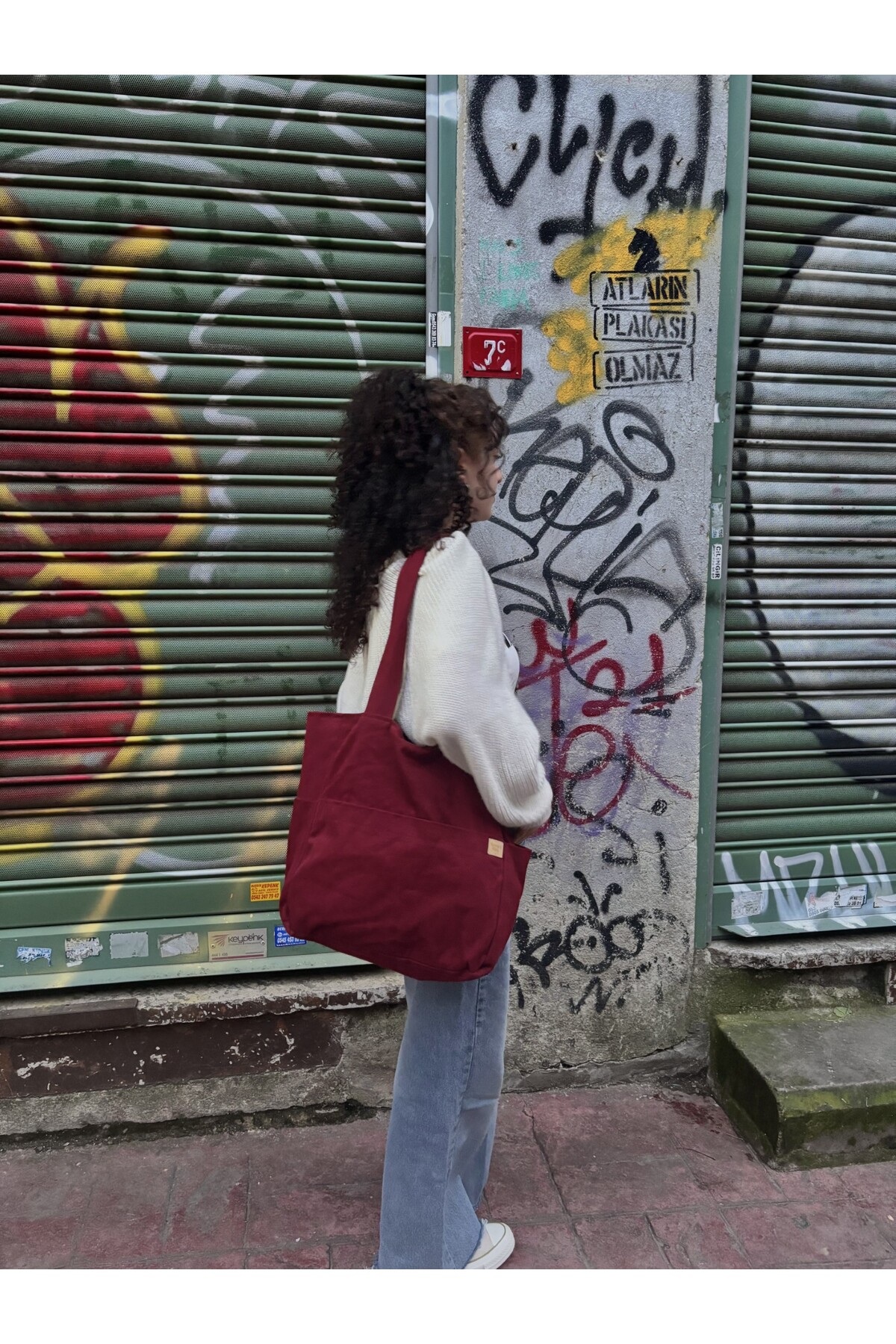 RONASBAG  Bordo Geniş Hacimli Çok Cepli Tote Bag - Görsel 2