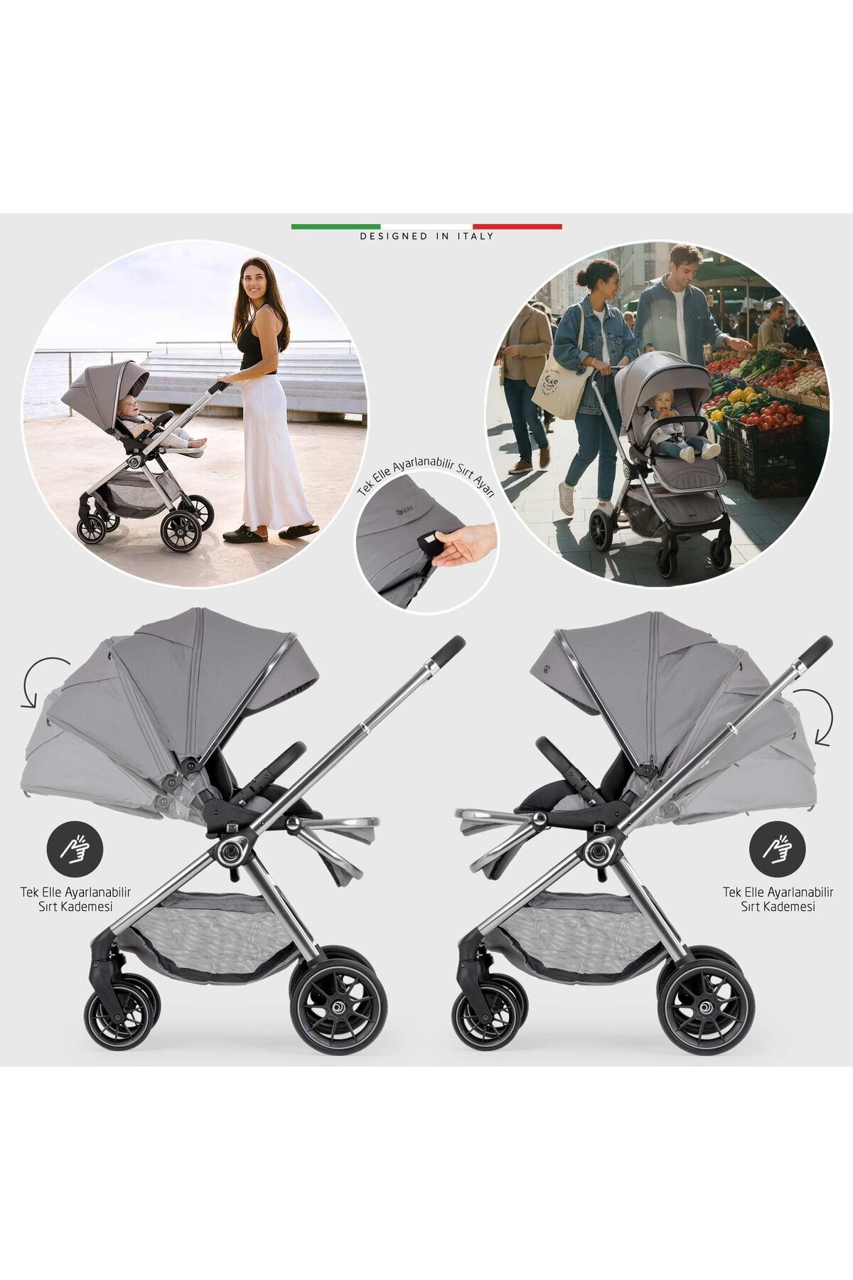 Elele Liberta Çift Yönlü Bebek Arabası Yeşil fotoğrafı 5 (önizleme)