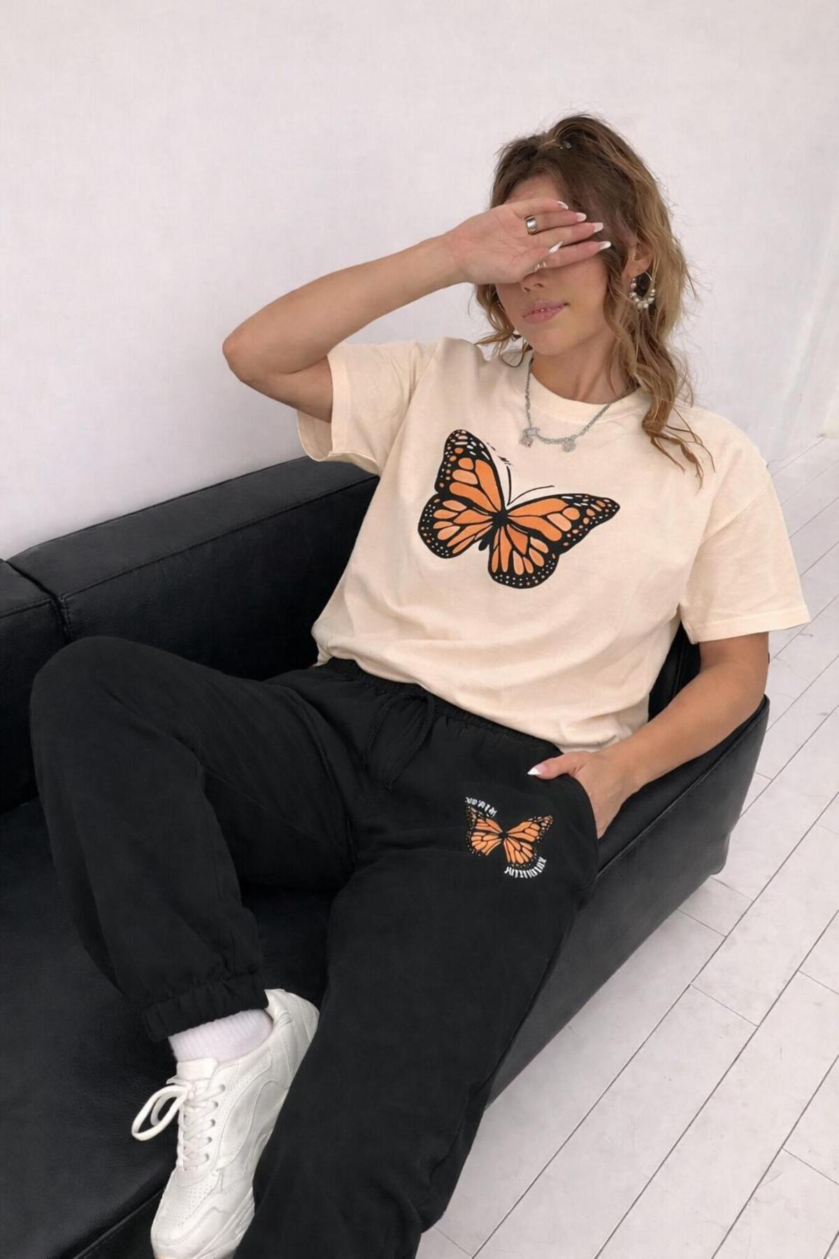 zeag ŽENSKA T-SHIRT KOMPLET SA NARANČASTIM LEPTIRSKIM IZRAVOM