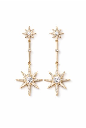 Mina & Co. Accessories Gold Zirkon Taşlı Xuping Kutup Yıldızı Sallantılı Küpe