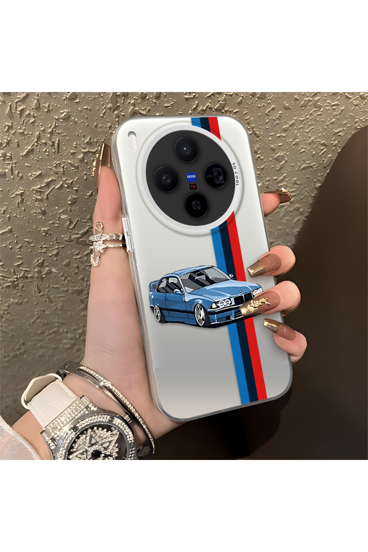 Vivo X300 Compatible Silicone Edge Hard Rear Anti Fall Phone Case Motorcycle Pattern