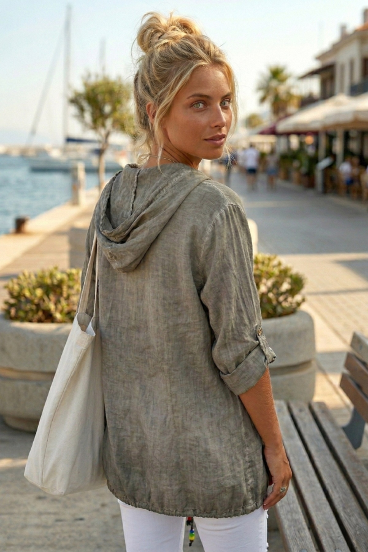 Chiccy  Vizon 3/4 Kol Düğmeli Cepli Önü Nakışlı Casual Dokuma Ceket 70 65 - Görsel 2