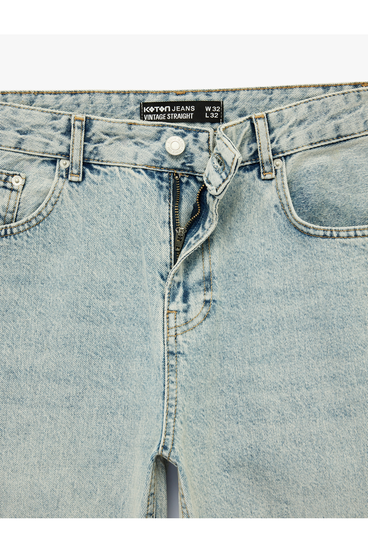 Koton Normal Bel Pamuklu Vintage Straight Jean Pantolon görsel 5
