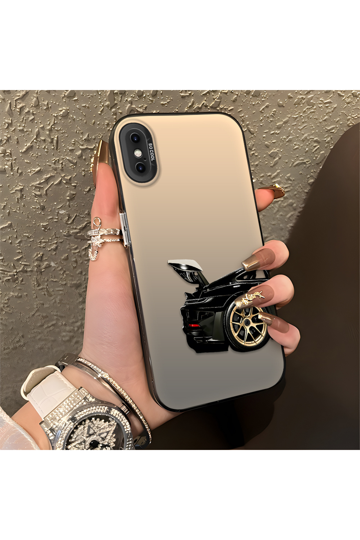 iPhone XS Compatible Silicone Edge Hard Rear Anti Fall Phone Case Classic Car