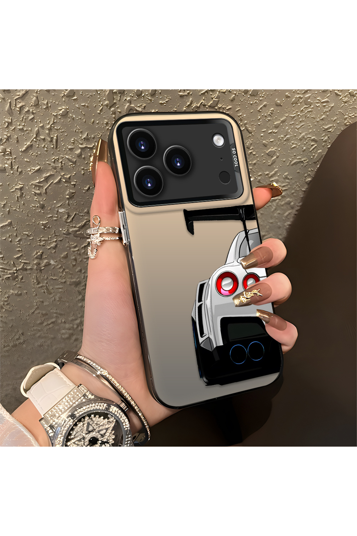 iPhone 17 Pro Max Compatible Silicone Edge Hard Rear Anti Fall Phone Case Sports Car