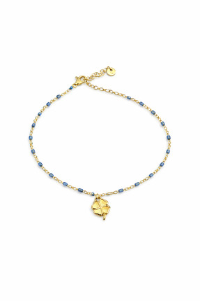 stainles steel Altın Renkli Yonca Detaylı Kadın Halhal