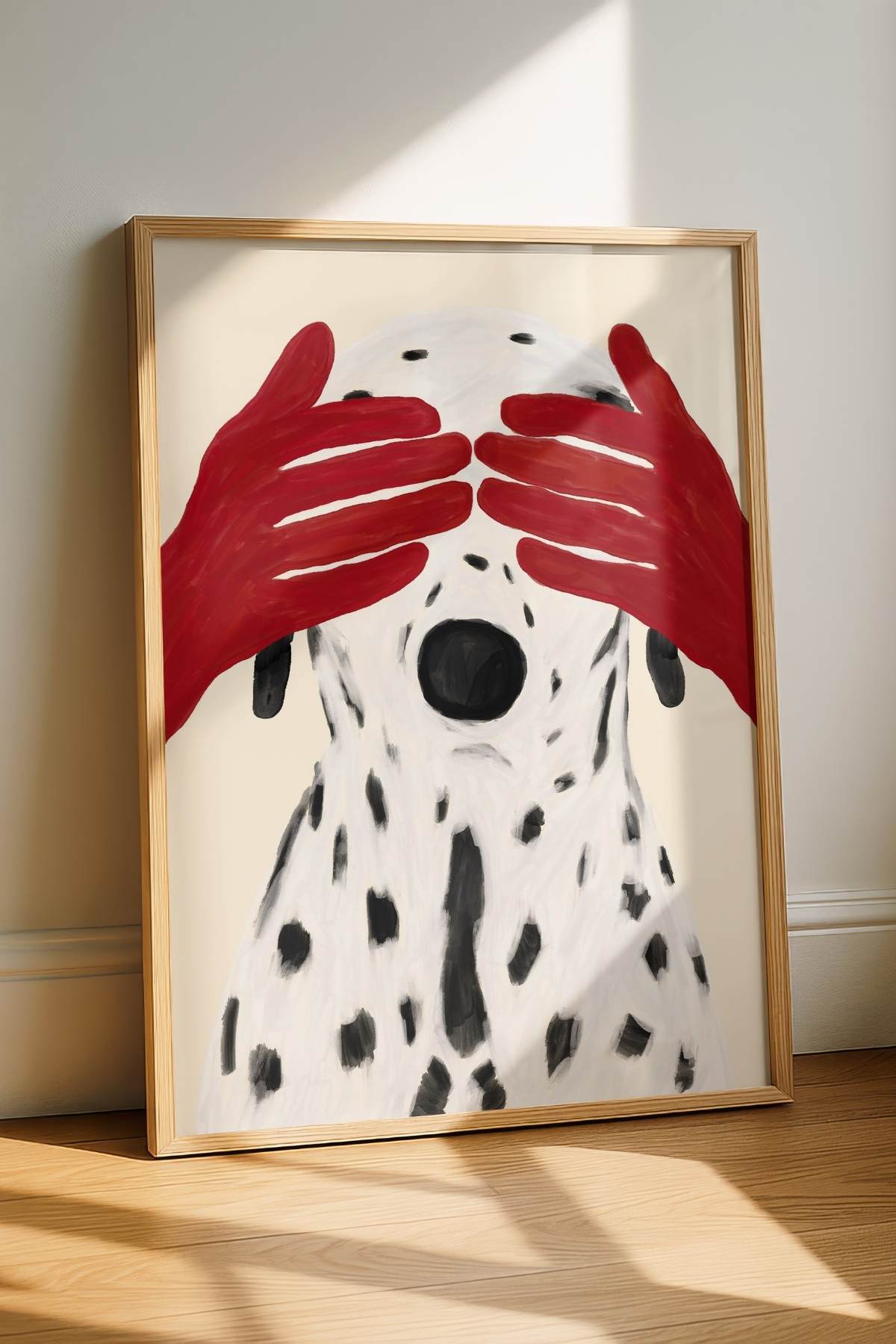Dalmaçyalı Köpek Tablosu Kırmızı Modern Duvar Tablosu Dekoratif Poster – Çerçevesiz