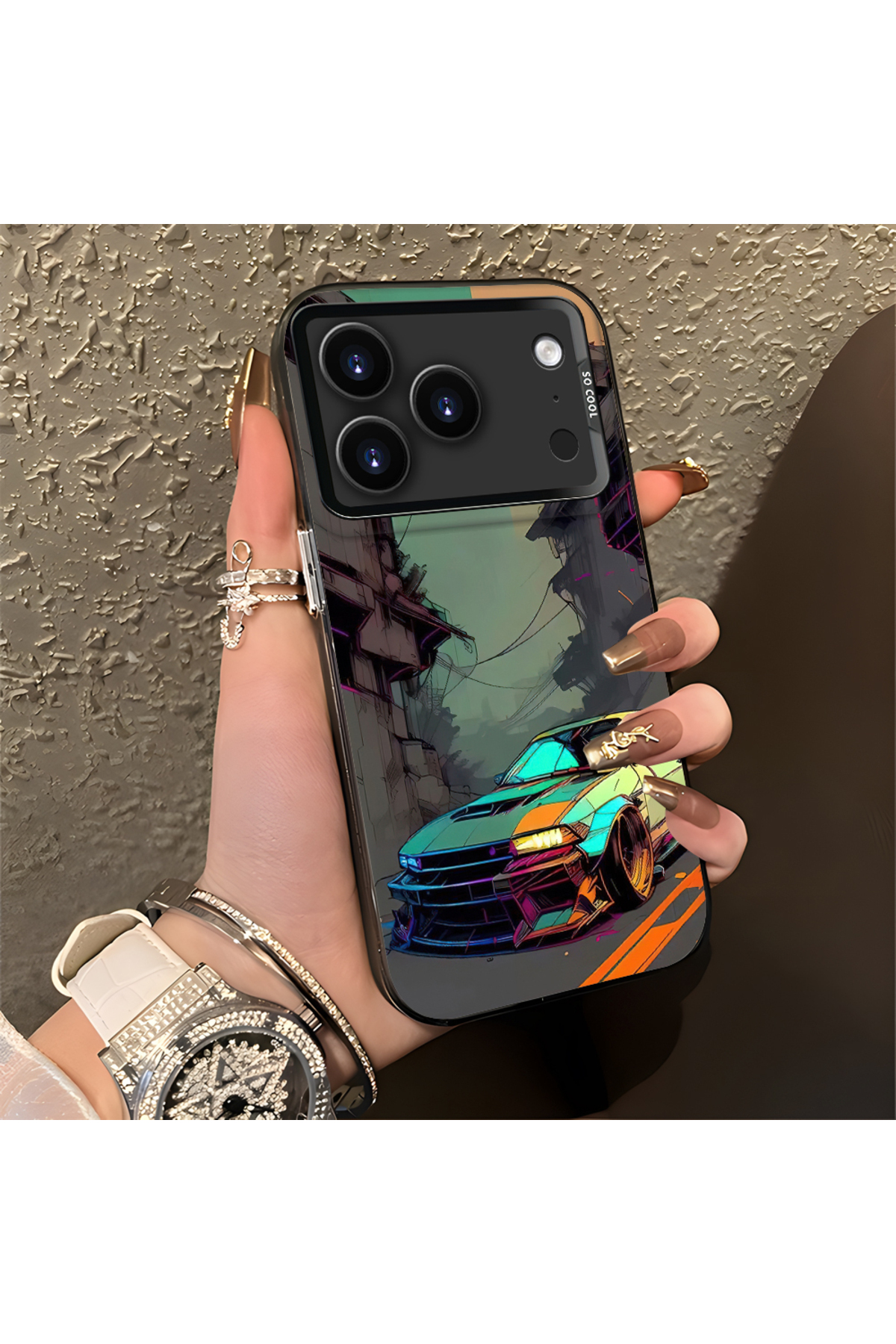 iPhone 17 Pro Max Compatible Sports Car Silicone Edge Hard Rear Anti Fall Phone Case