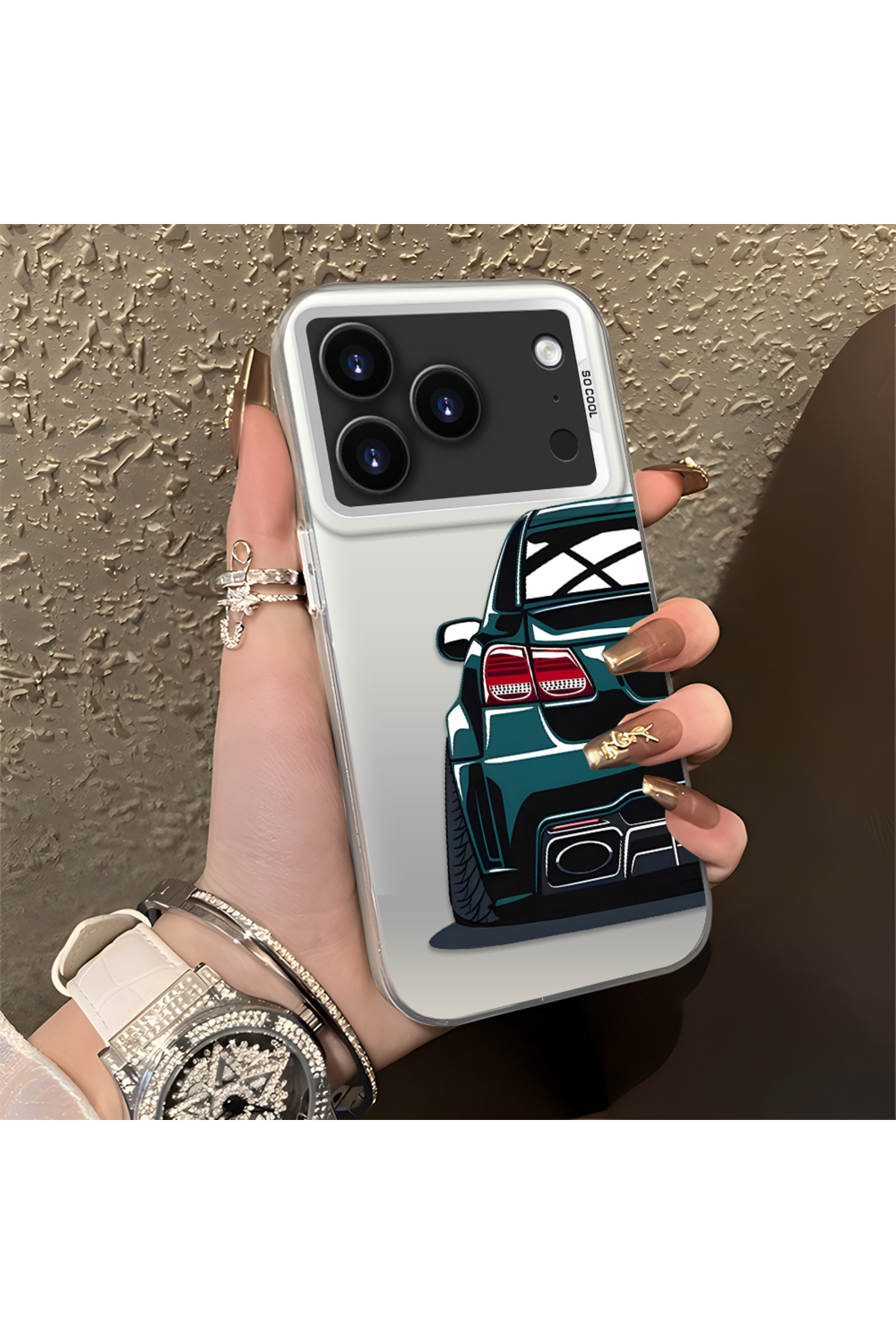 iPhone 17 Pro Max Compatible Silicone Edge Hard Rear Anti Fall Phone Case Sports Car