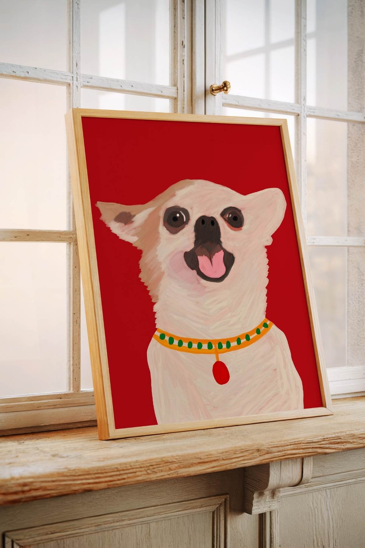 Sevimli Köpek Portre Poster Evcil Hayvan Temalı Modern Dekoratif Duvar Tablosu Çerçevesiz