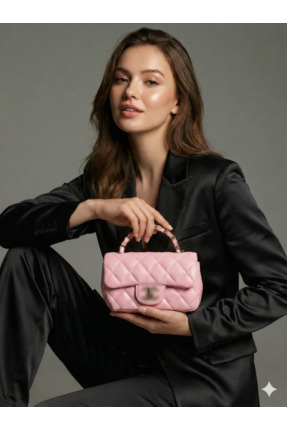 Derinbags Toz Pembe Kapitone Kadın El ve Omuz Çantası | Şık, Lüks, Günlük & Ö...