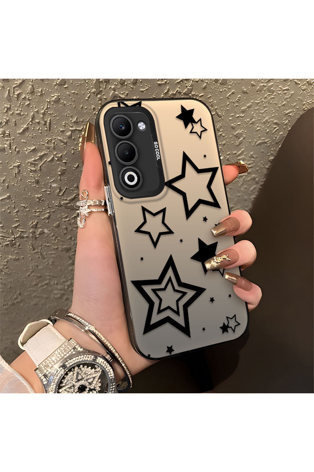 OPPO A5 5G Compatible Silicone Edge Hard Rear Anti Fall Phone Case with stars Pattern