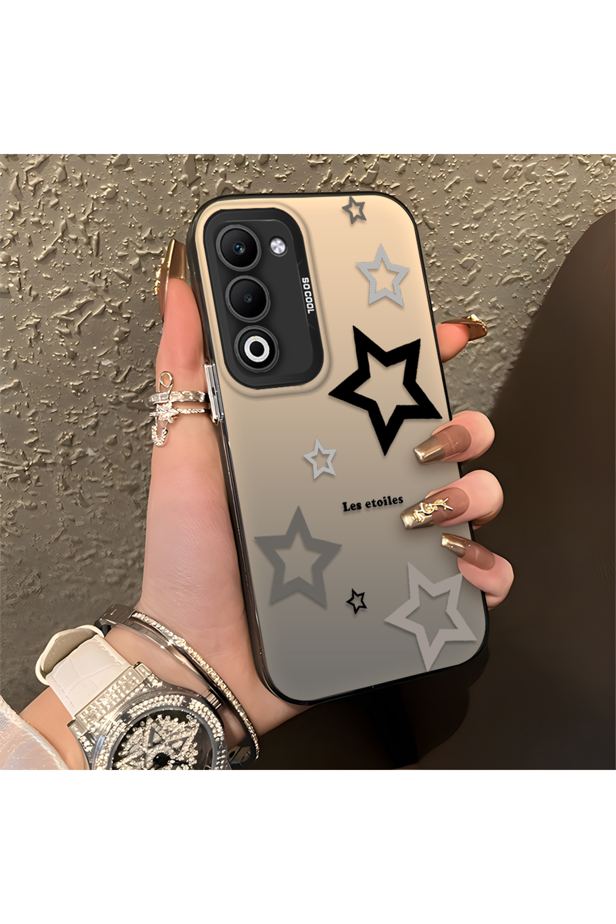 OPPO A5 5G Compatible Stars Patterned Silicone Edge Hard Rear Anti Fall Phone Case