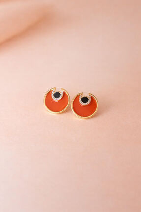 With Accessory Mineli Oval Tasarım Küpe