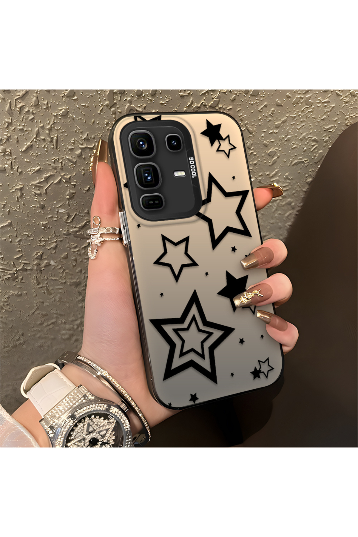 Infinix Note 50 Pro Plus Compatible Silicone Edge Hard Back Anti Fall Phone Case stars Patterned