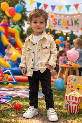 Yalçınoğlu Kids 3-7 Yaş Erkek Çocuk 3’lü Takım Bej Gömlek Pantolon Tişört I E...