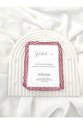 peri davetiye Dantelli Kına Davetiyesi 50 Adet (ölçü:14,5x9,5)