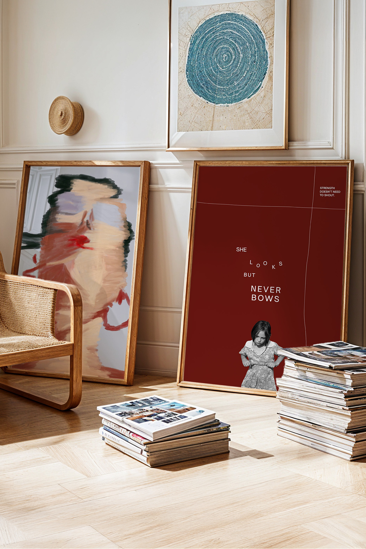 2’li Modern Sanat Tablo Poster Seti Kırmızı Konsept Duvar Tablosu Çerçevesiz