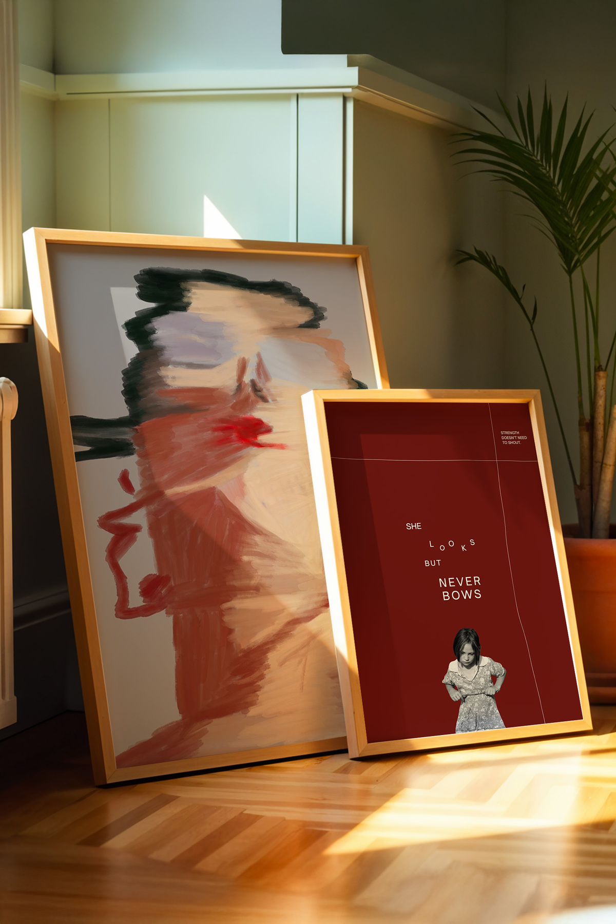 2’li Modern Sanat Tablo Poster Seti Kırmızı Konsept Duvar Tablosu Çerçevesiz